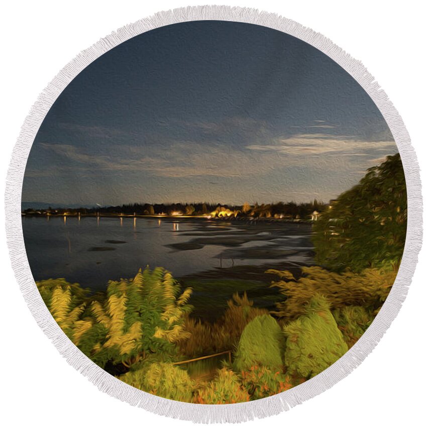 Parksville Round Beach Towel featuring the digital art Parksville - Digital Oil by Birdly Canada
