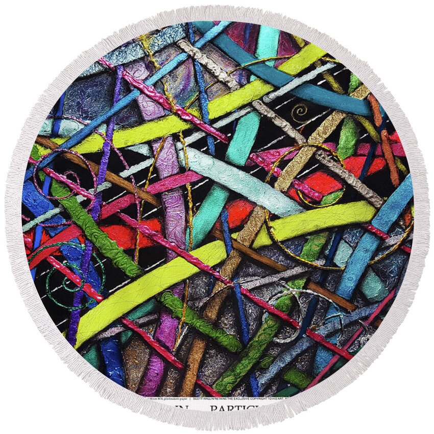 A Bright Round Beach Towel featuring the painting Particle Track Fifty-eight by Scott Wallin