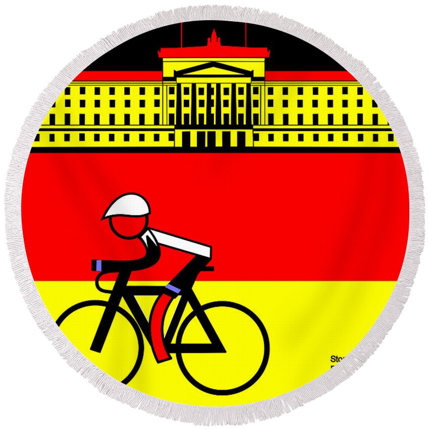  Round Beach Towel featuring the mixed media Passing Stormont by Asbjorn Lonvig