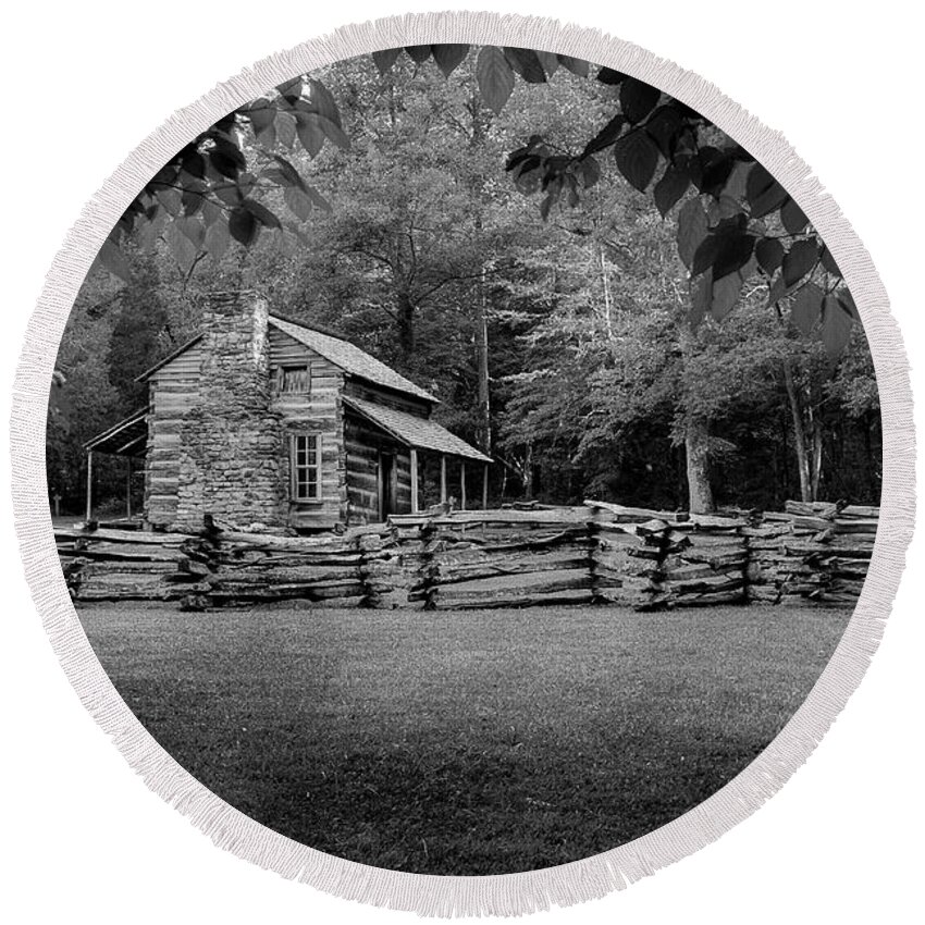 Cades Cove Round Beach Towel featuring the photograph Passing Through The Cove by Mike Eingle