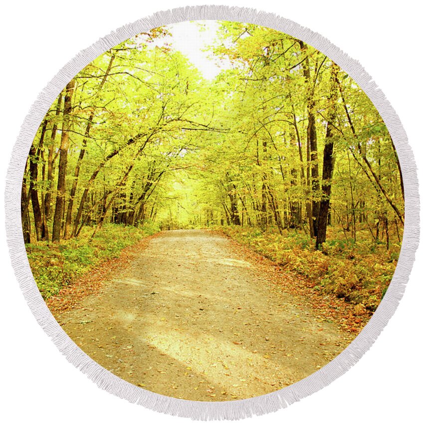 Trail Round Beach Towel featuring the photograph Path in the Woods by Becqi Sherman