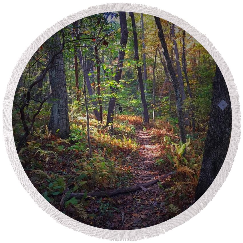 Trails Round Beach Towel featuring the photograph Pathway by Richie Parks