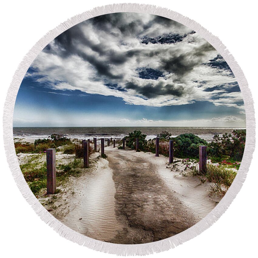 Sea Round Beach Towel featuring the photograph Pathway to The Beach by Douglas Barnard