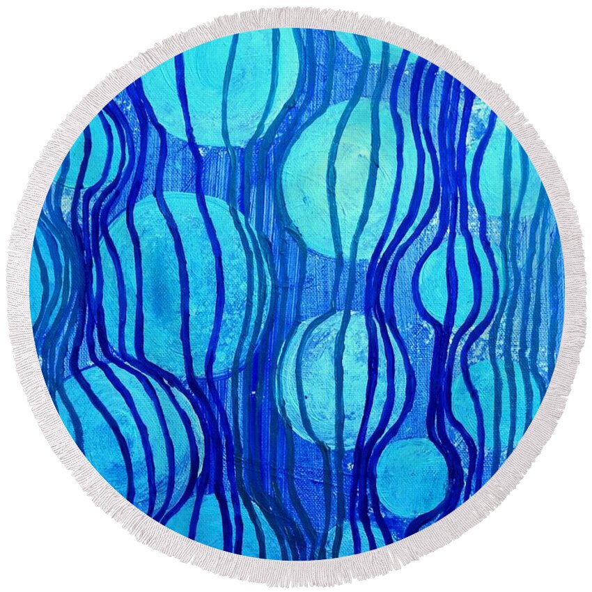 Pathway Round Beach Towel featuring the painting Pathways Abstract 1 by Karen Jane Jones