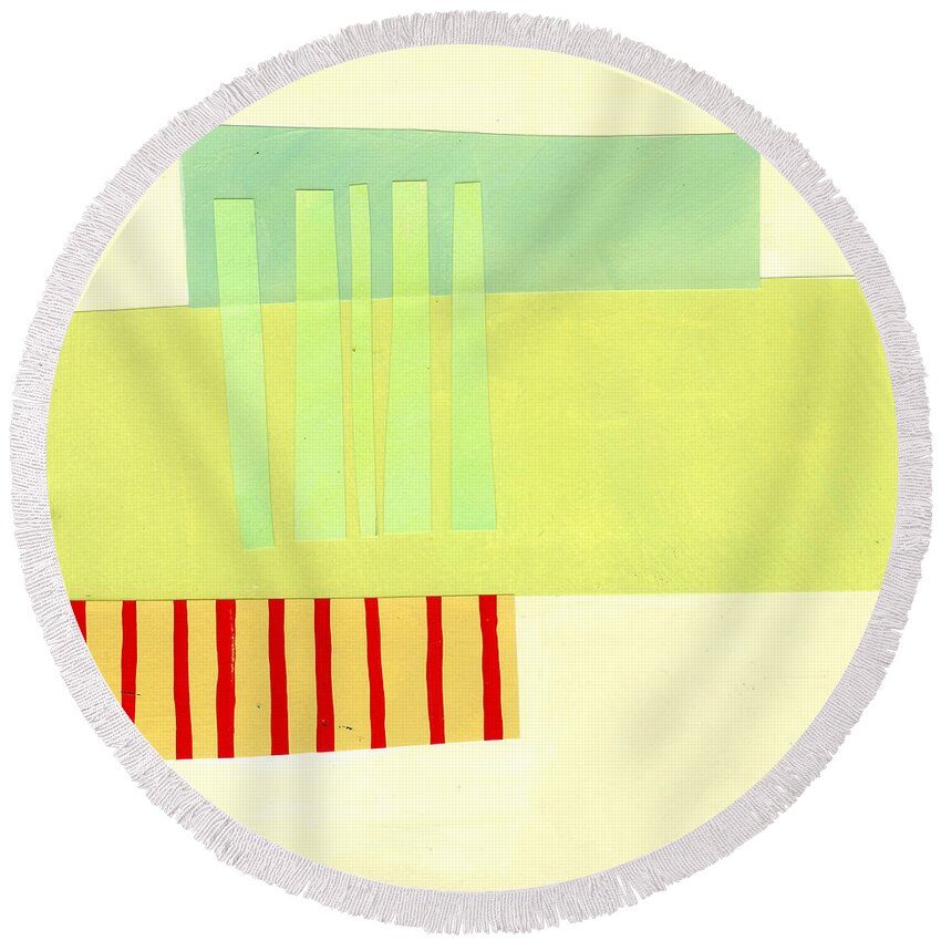 Abstract Art Round Beach Towel featuring the painting Pattern Grid # 13 by Jane Davies