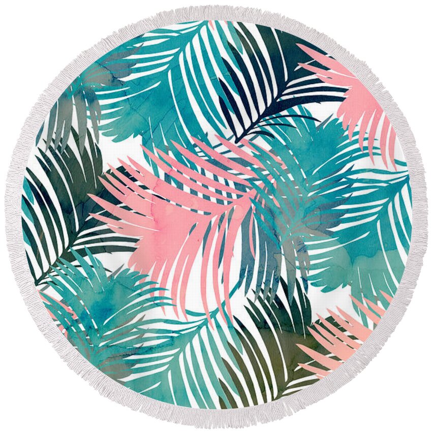 Pattern Round Beach Towel featuring the digital art Pattern Jungle by Emanuela Carratoni
