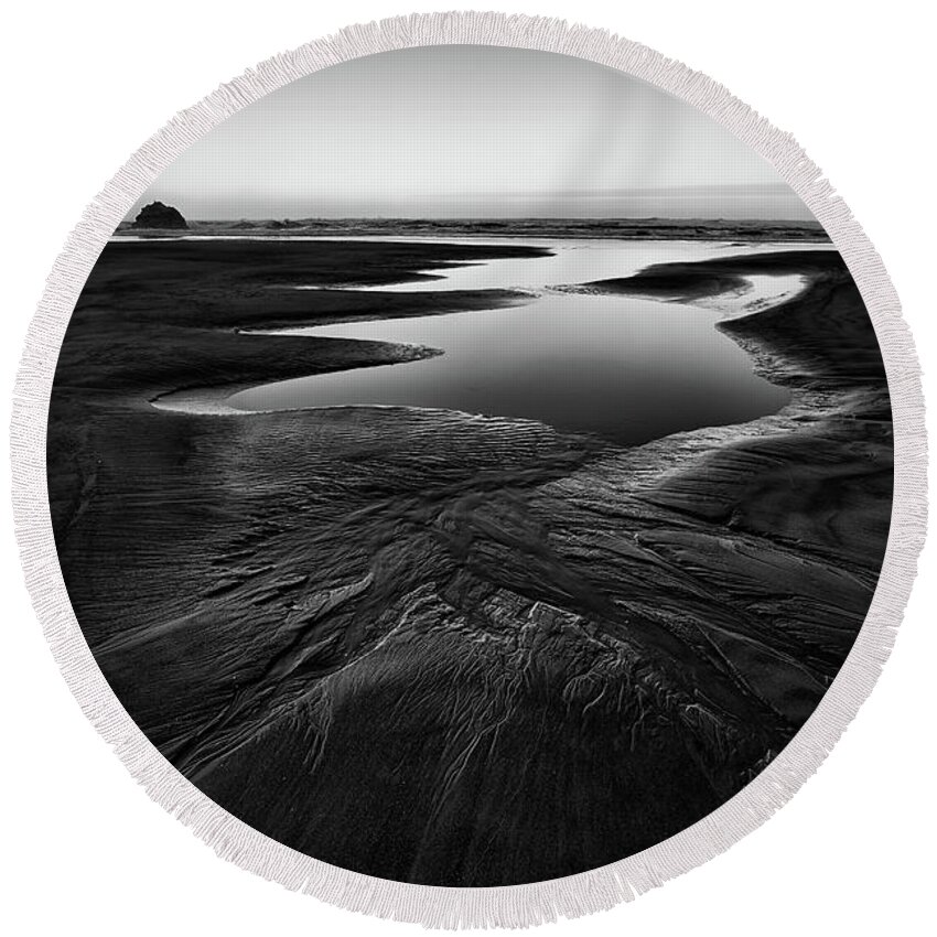 Artwork Round Beach Towel featuring the photograph Patterns in the Sand by Jon Glaser