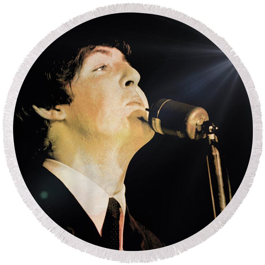 Beatles Round Beach Towel featuring the photograph Paul McCartney by Larry Mulvehill