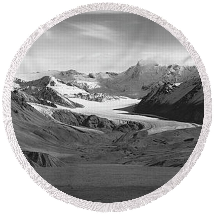Alaska Round Beach Towel featuring the photograph Paxson Glacier wide by Peter J Sucy