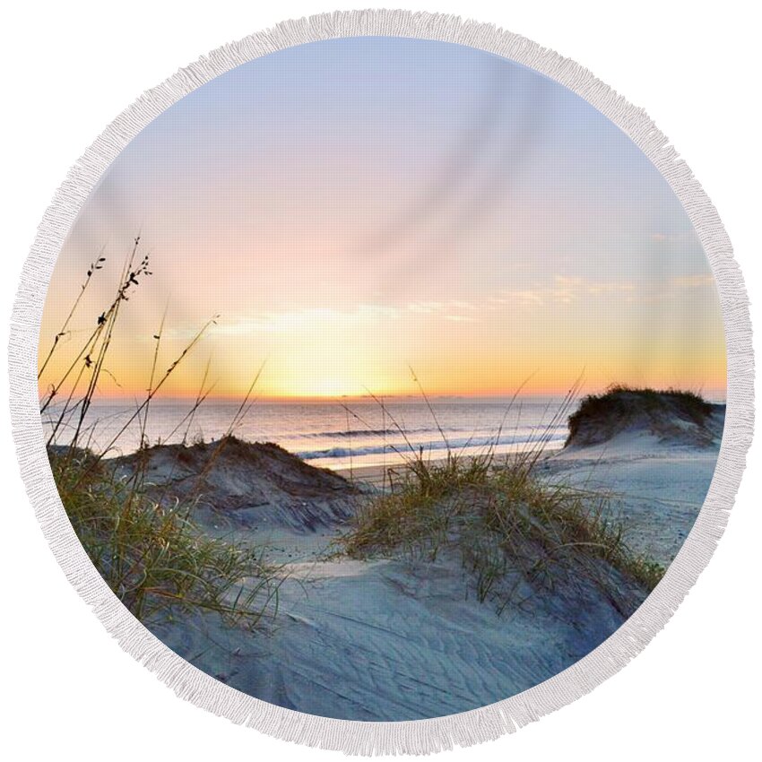 Obx Sunrise Round Beach Towel featuring the photograph Pea Island Sunrise 12/28/16 by Barbara Ann Bell