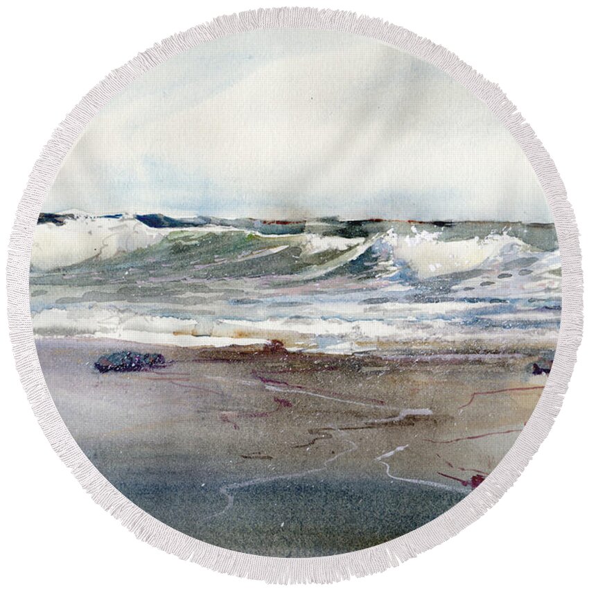 Visco Round Beach Towel featuring the painting Peaceful Surf by P Anthony Visco