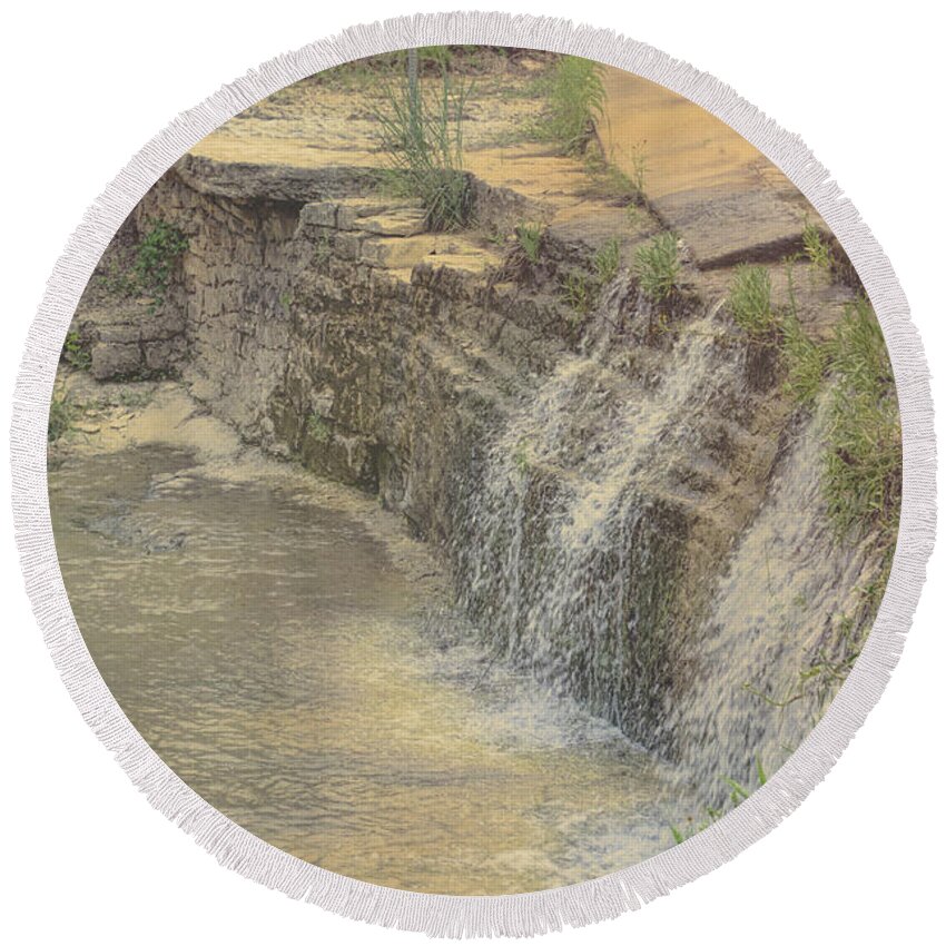 Peaceful Falls Round Beach Towel featuring the photograph Peaceful Waterfalls by Luther Fine Art