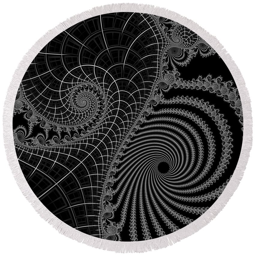 Fractal Round Beach Towel featuring the digital art Peaks And Troughs 2 Inverted by Steve Purnell