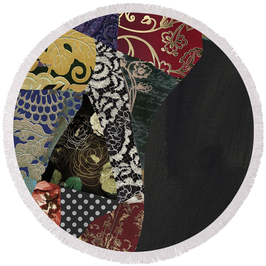 Pear Round Beach Towel featuring the painting Pear Brocade I by Mindy Sommers