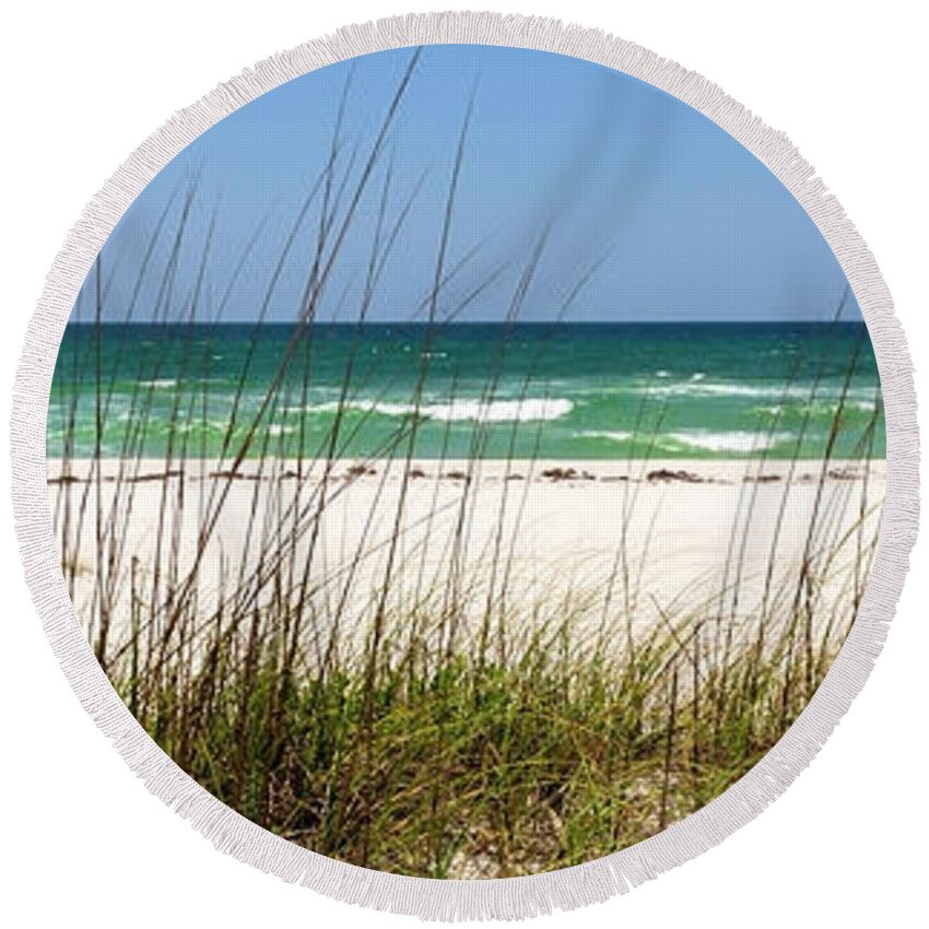 Pensacola Beach Florida Round Beach Towel featuring the photograph Pensacola Beach 1 Panorama - Pensacola Florida by Brian Harig