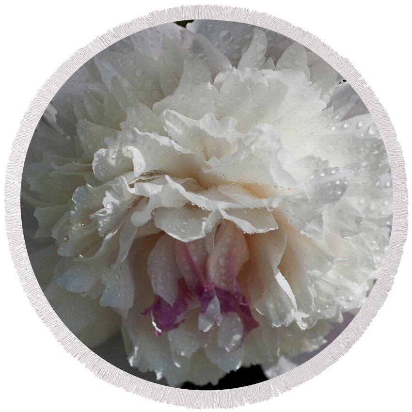 Peony Round Beach Towel featuring the photograph Peony No. 1 2018 by Sherry Hallemeier