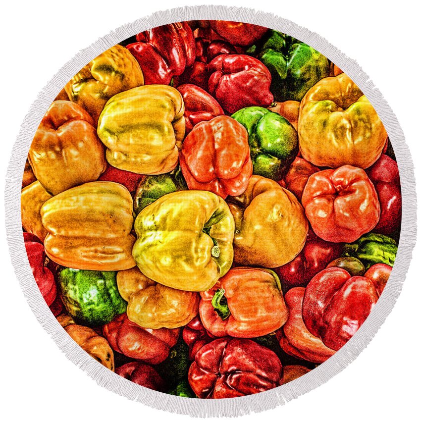 Michigan Round Beach Towel featuring the photograph Peppers Galore by Nick Zelinsky Jr