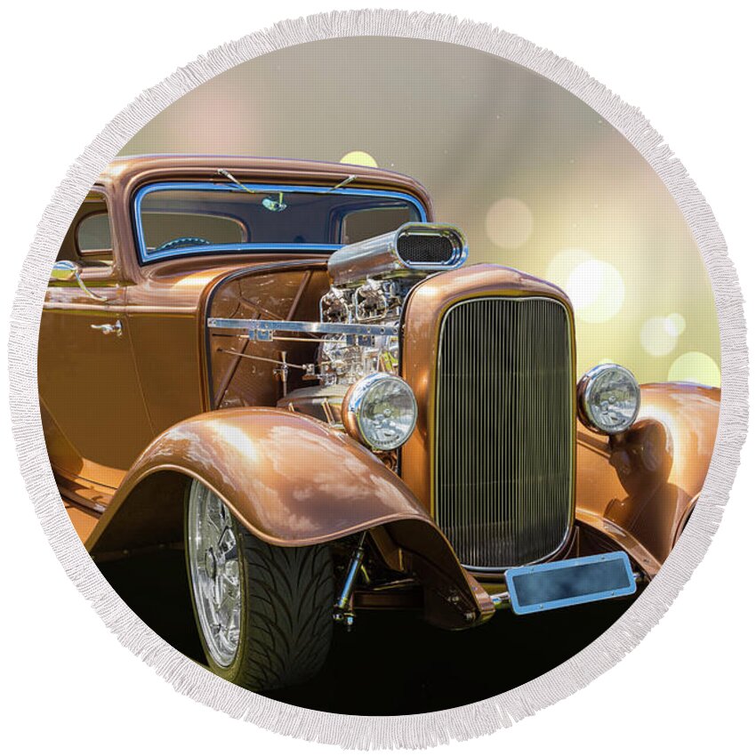 Car Round Beach Towel featuring the photograph Perfect 32 by Keith Hawley
