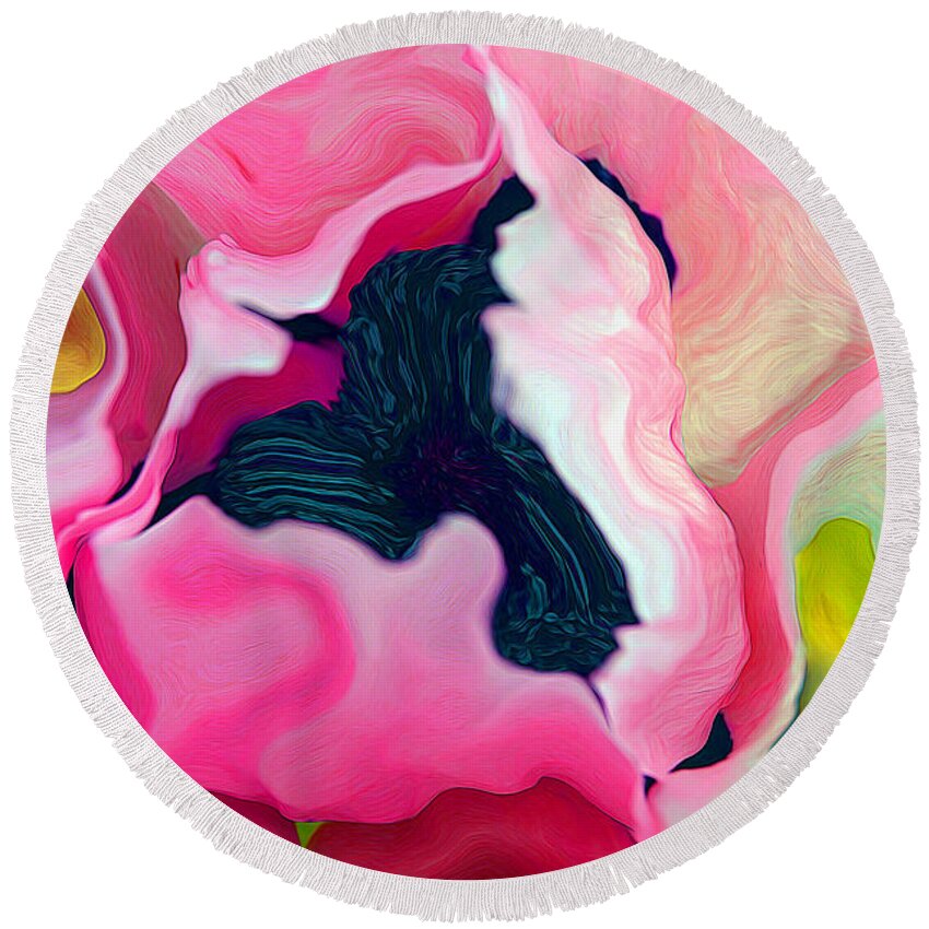 Poppy Round Beach Towel featuring the digital art Perfect Poppy by Lynellen Nielsen