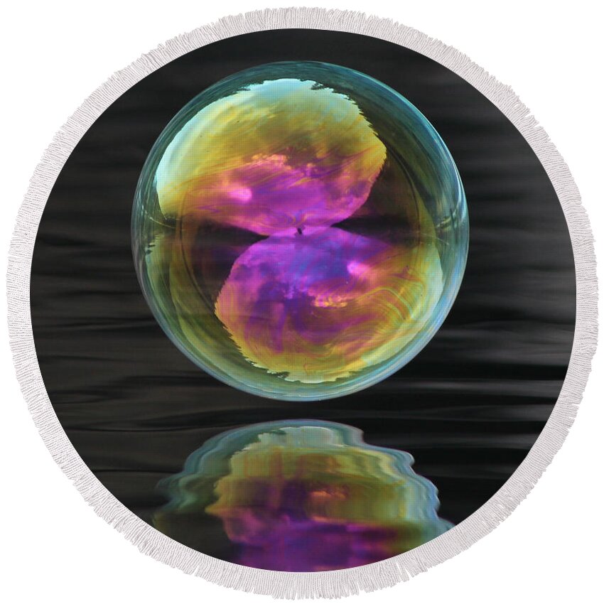 Bubble Round Beach Towel featuring the photograph Perfect Sphere by Cathie Douglas