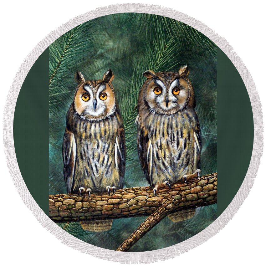 Wildlife Round Beach Towel featuring the painting Perfect Strangers by Frank Wilson