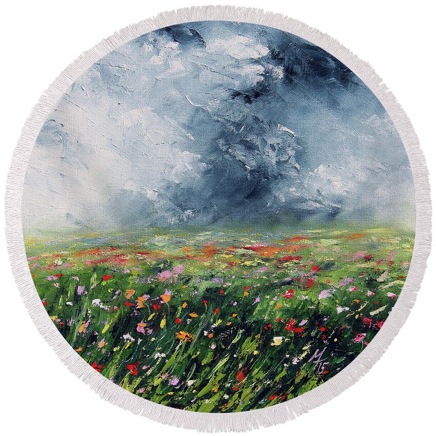 Landscape Round Beach Towel featuring the painting Perfect Strength by Meaghan Troup