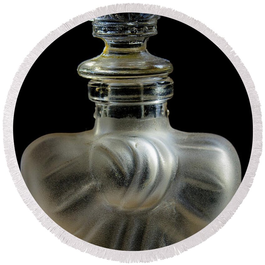 Bottle Round Beach Towel featuring the photograph Perfume Bottle by Mike Eingle