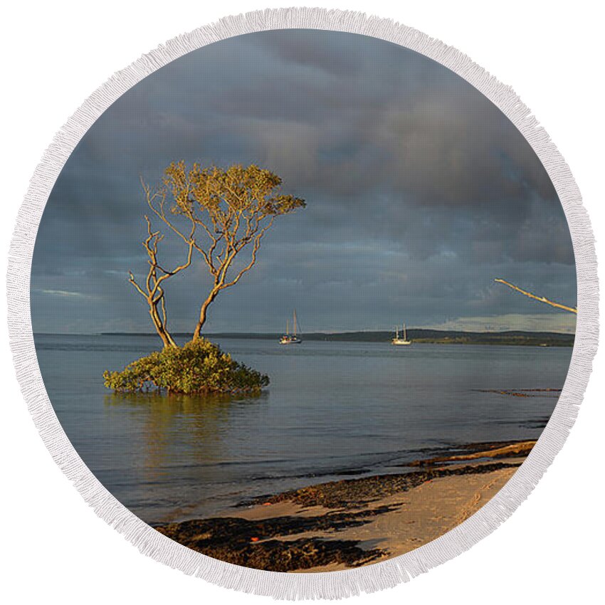 Light Round Beach Towel featuring the photograph Perpetual light by Andrei SKY