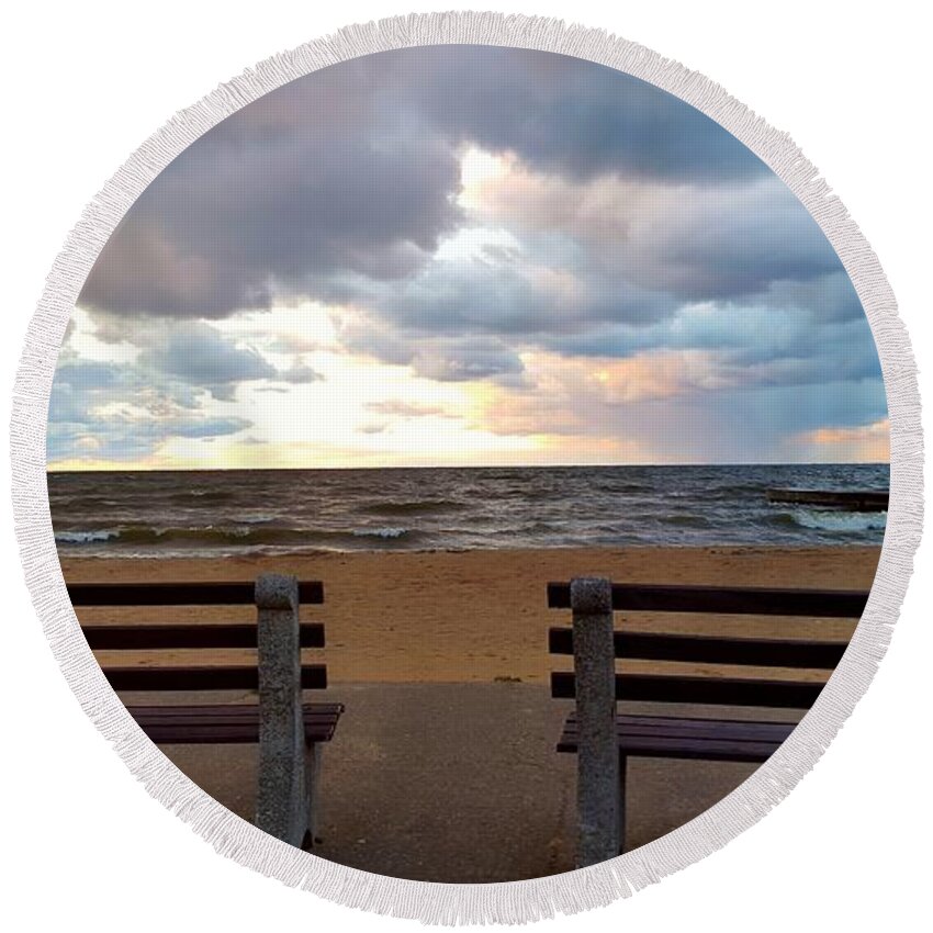 Lake Ontario Round Beach Towel featuring the photograph Perspectives, Looking Forward, Looking Back by Dani McEvoy