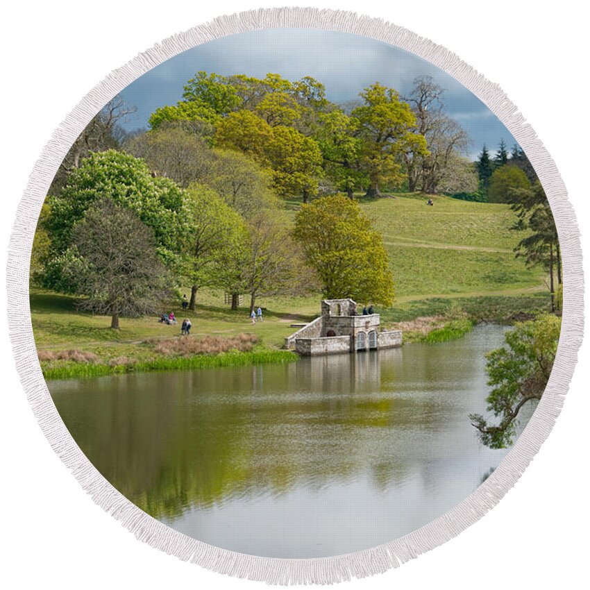 Petworth Round Beach Towel featuring the photograph Petworth Lake in April by Michael Hope
