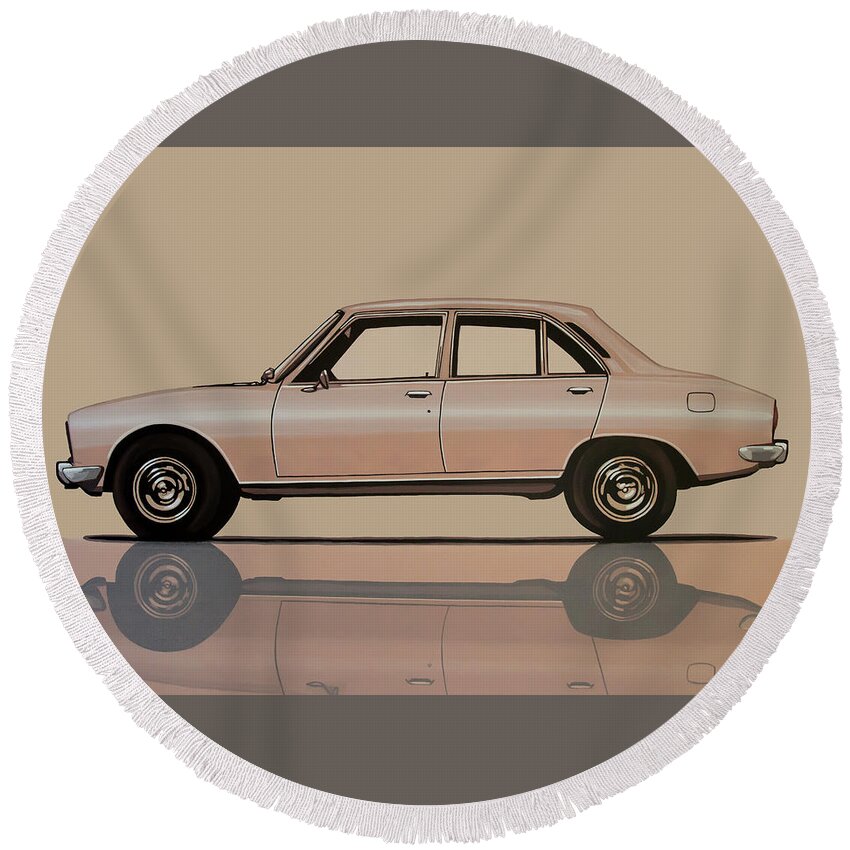Peugeot 504 Round Beach Towel featuring the painting Peugeot 504 1968 Painting by Paul Meijering