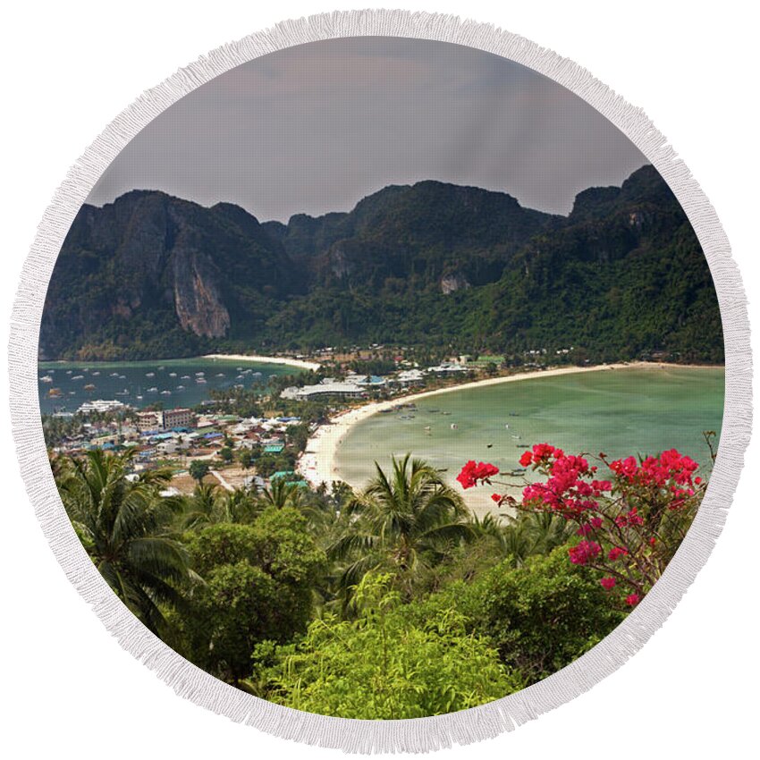 Phi-phi Isalnds Round Beach Towel featuring the photograph Phi-Phi Don Viewpoint by Aivar Mikko
