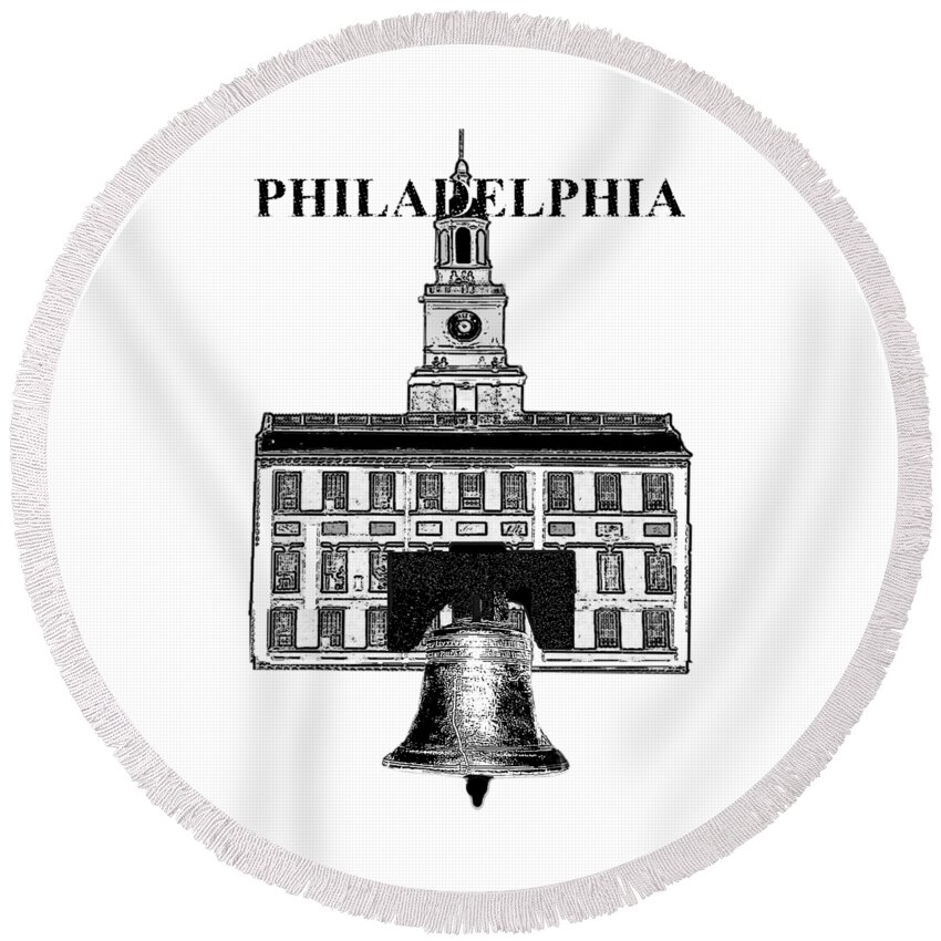 Philadelphia Round Beach Towel featuring the mixed media Philadelphia on Edge by Pharris Art