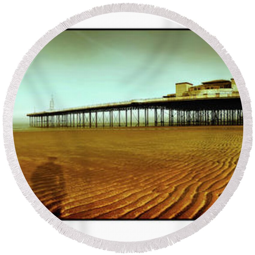 Pier Round Beach Towel featuring the photograph Pier Open Every Day by Mal Bray
