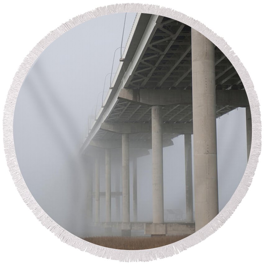 Fog Round Beach Towel featuring the photograph Pillar of Fog by Dale Powell