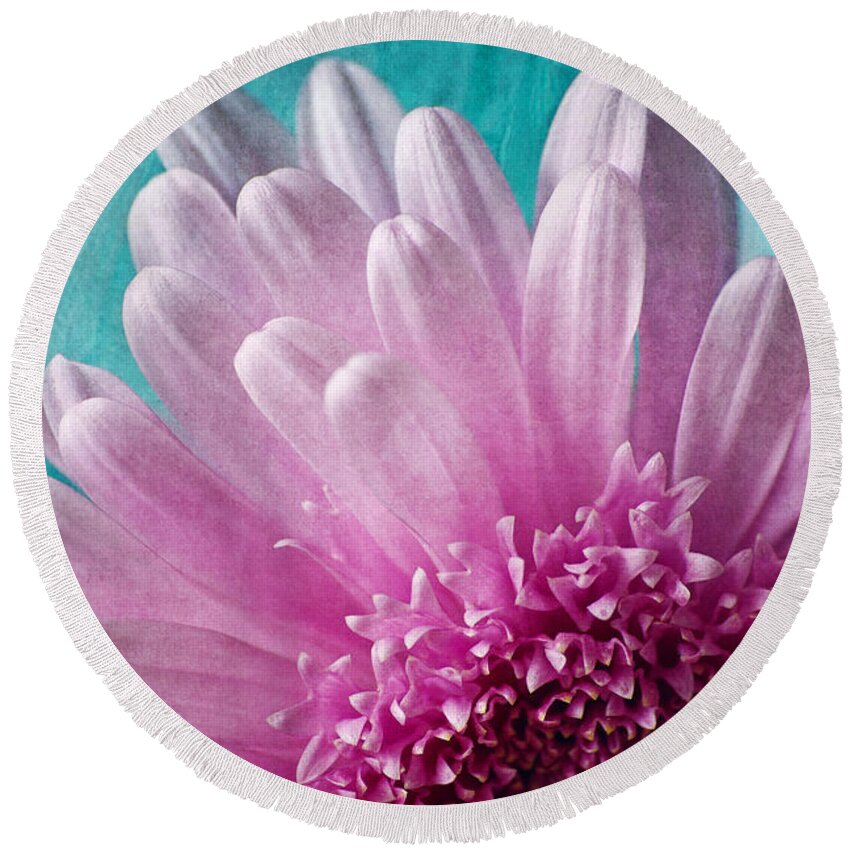 Floral Round Beach Towel featuring the photograph Pink And Aqua by Dale Kincaid
