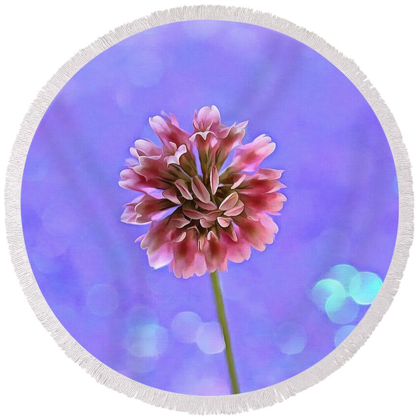 Clover Round Beach Towel featuring the photograph Pink Fairy by Krissy Katsimbras