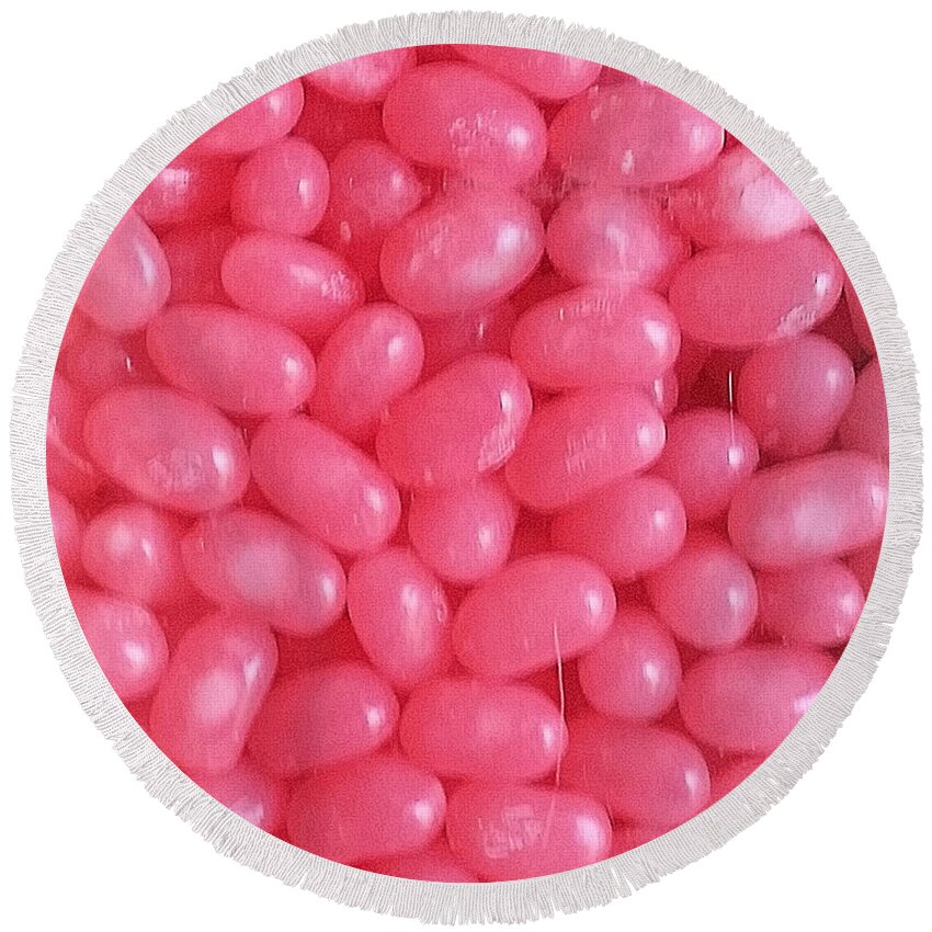 Pink Round Beach Towel featuring the photograph Pink Jelly Beans by Robert Banach