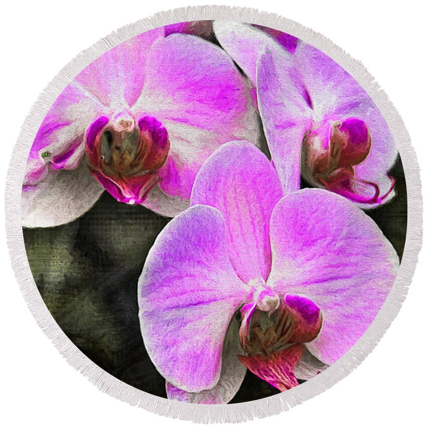 Orchid Round Beach Towel featuring the photograph Pink Orchid by Reynaldo Williams