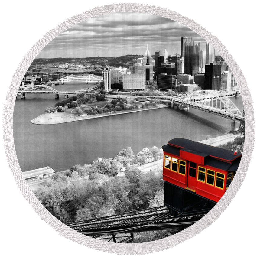 Pittsburgh Skyline Round Beach Towel featuring the photograph Pittsburgh From The Incline by Michelle Joseph-Long