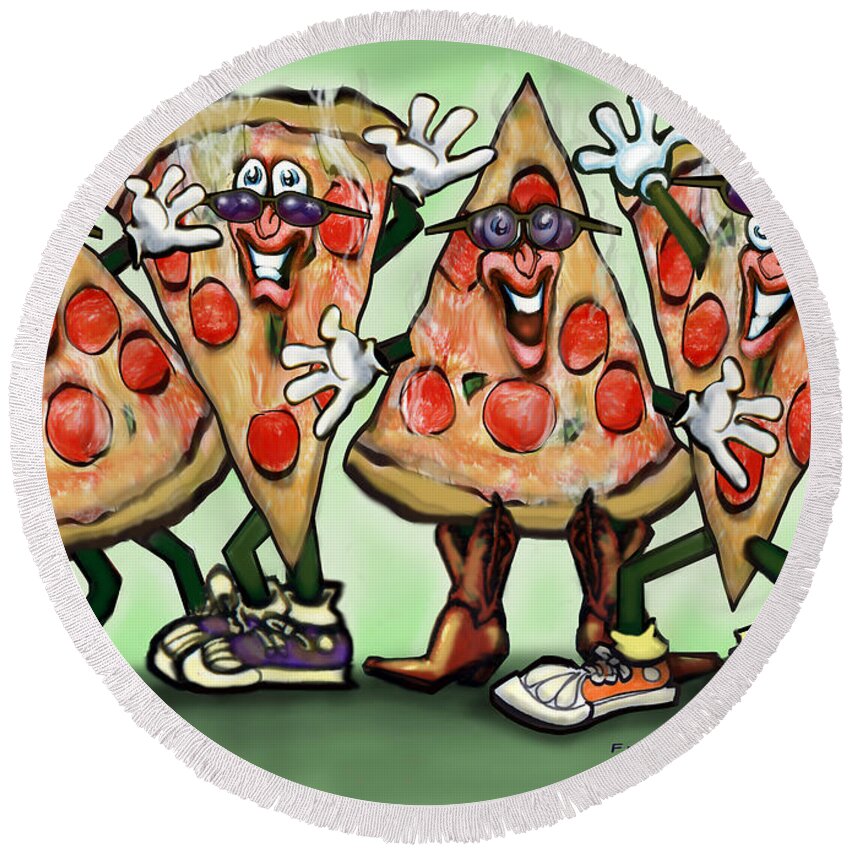 Pizza Round Beach Towel featuring the digital art Pizza Party by Kevin Middleton