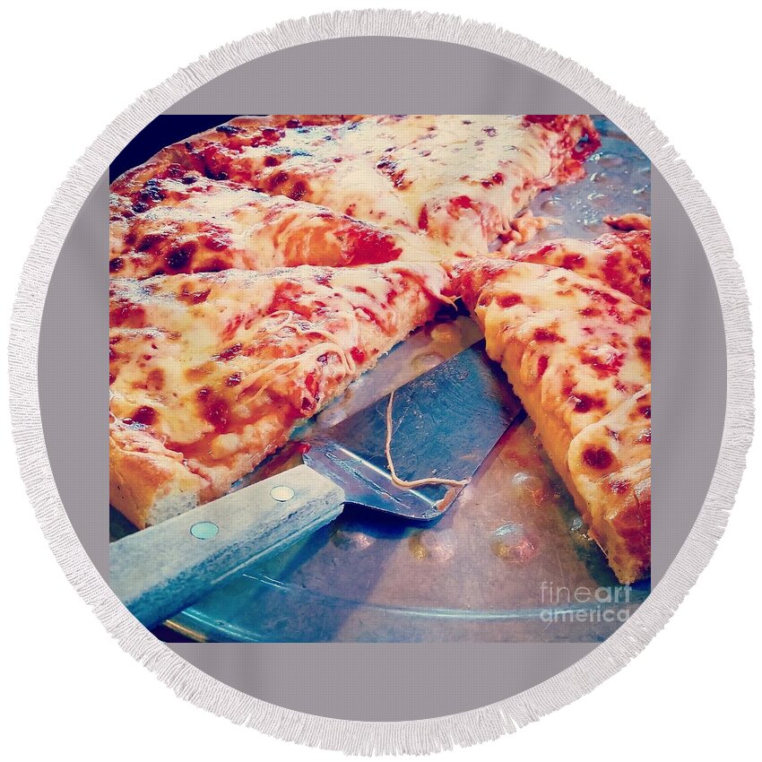Pizza Round Beach Towel featuring the photograph Pizza by Raymond Earley