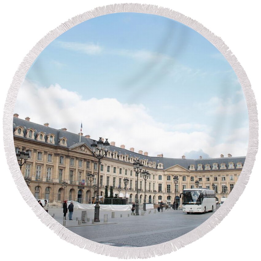 Place Vendome Round Beach Towel featuring the photograph Place Vendome by Christopher J Kirby