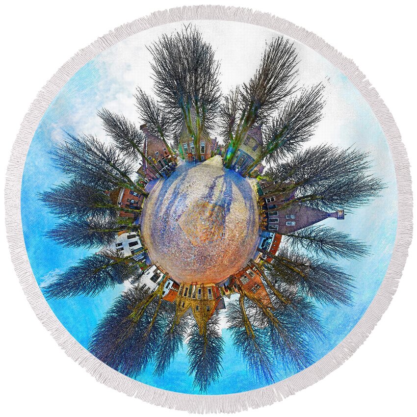Planet Round Beach Towel featuring the photograph Planet Bourtange by Frans Blok