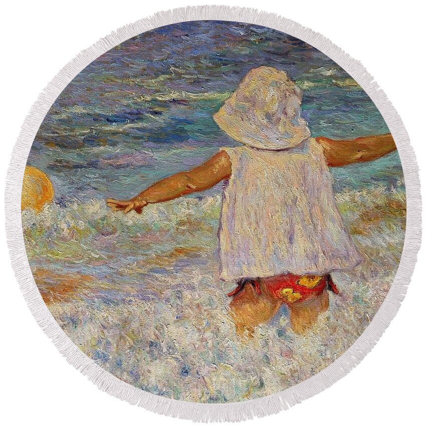 Play Round Beach Towel featuring the painting Play by Pierre Dijk