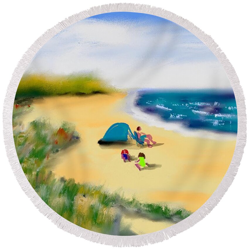 Ipad Painting Round Beach Towel featuring the painting Play Time by Frank Bright