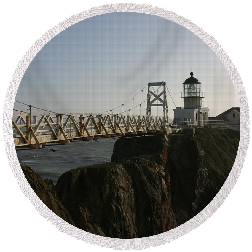 Lighthouse Round Beach Towel featuring the photograph Point Bonita Lighthouse by Jeff Floyd CA