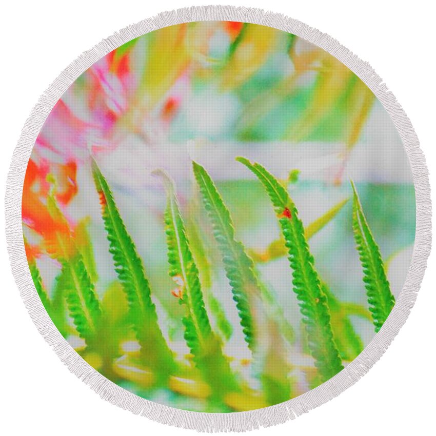 Ferns Round Beach Towel featuring the photograph Point Defiance fern by Merle Grenz