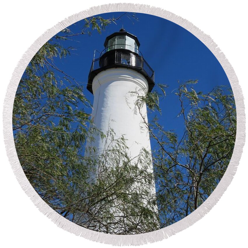 Texas Round Beach Towel featuring the photograph Point Isabel Light by Keith Stokes