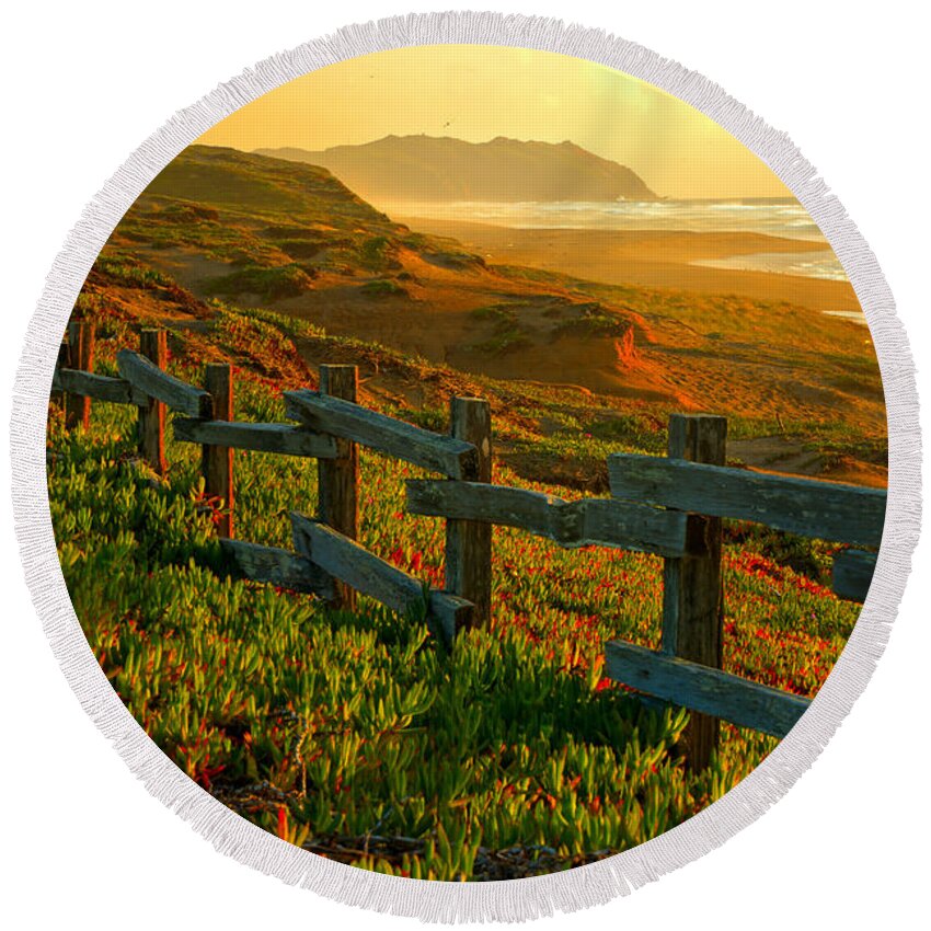 Point Reyes Round Beach Towel featuring the photograph Point Reyes Sunset by Adam Jewell